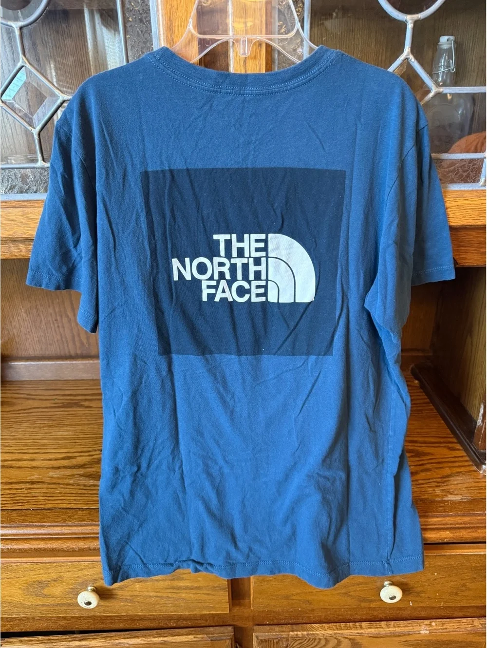 The North Face Men’s Box Logo T-Shirt Small Navy Blue Front & Back Print